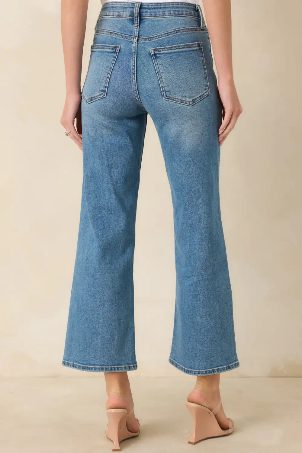 The Clouds Medium Wash Cropped Wide Leg Jeans