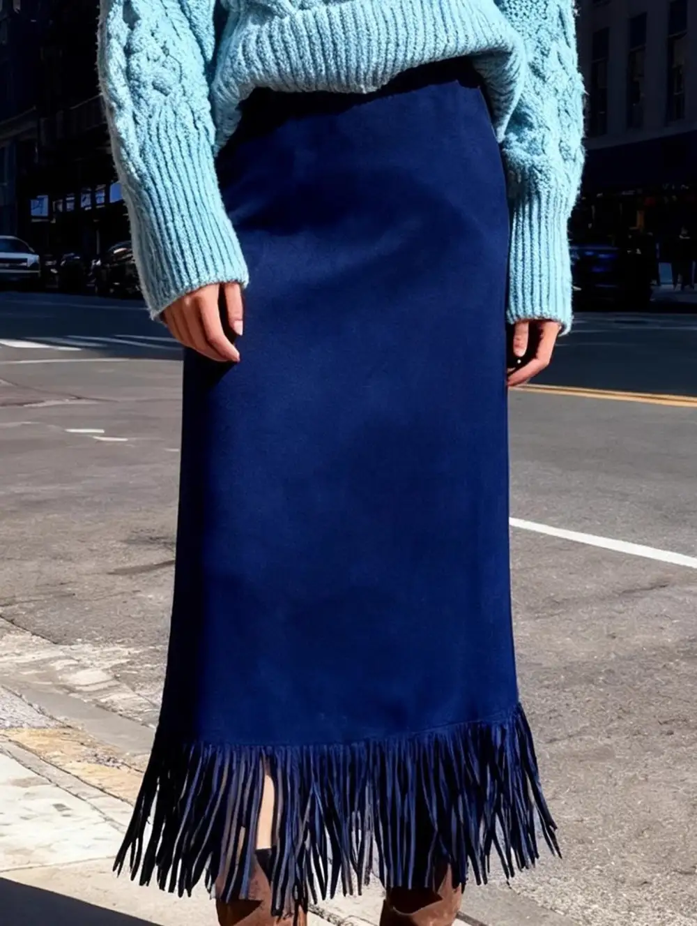 Tassel Tie Midi Skirt
