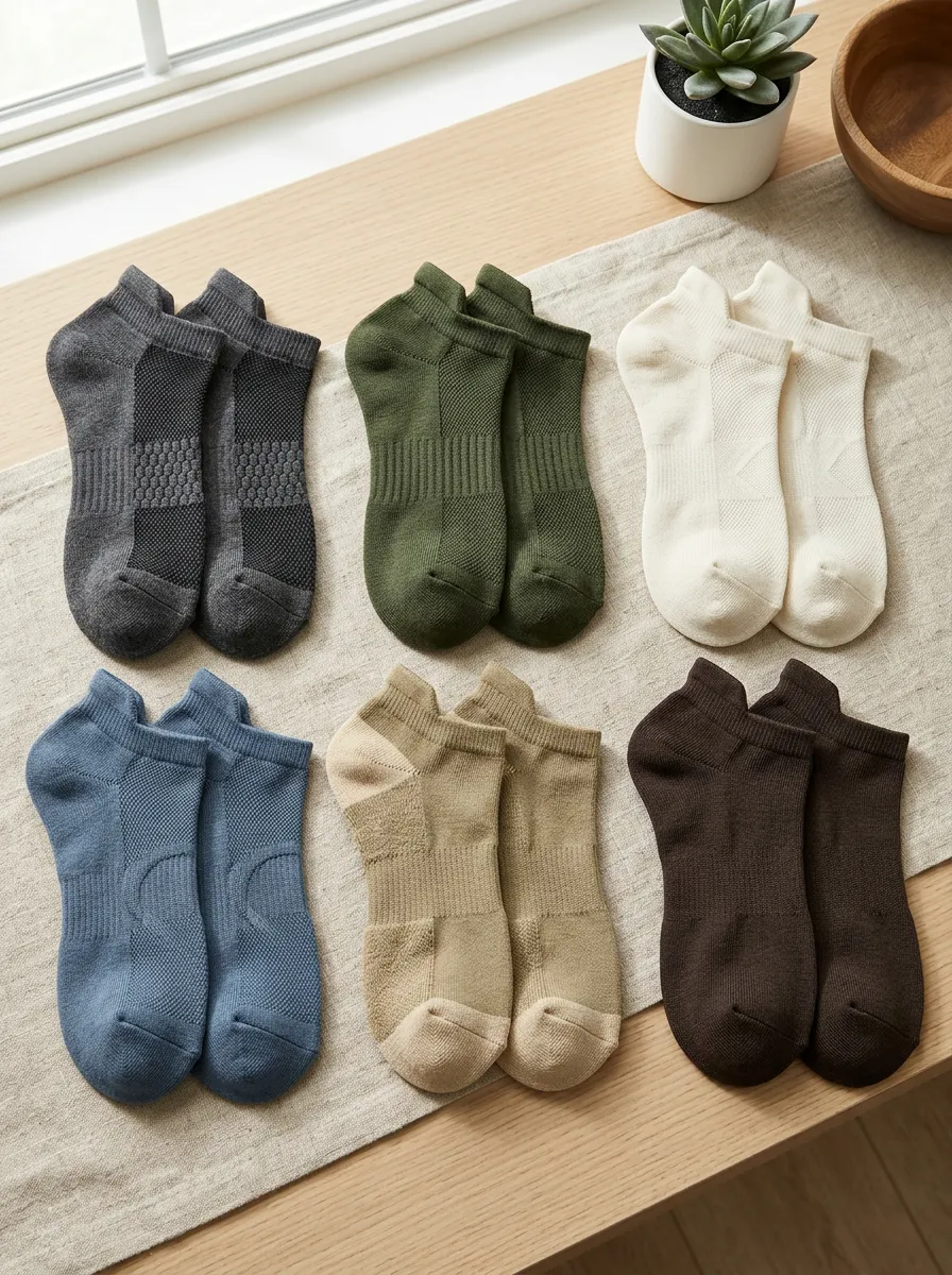 Men's Athletic Solid Color Breathable Mesh Ankle Socks Set