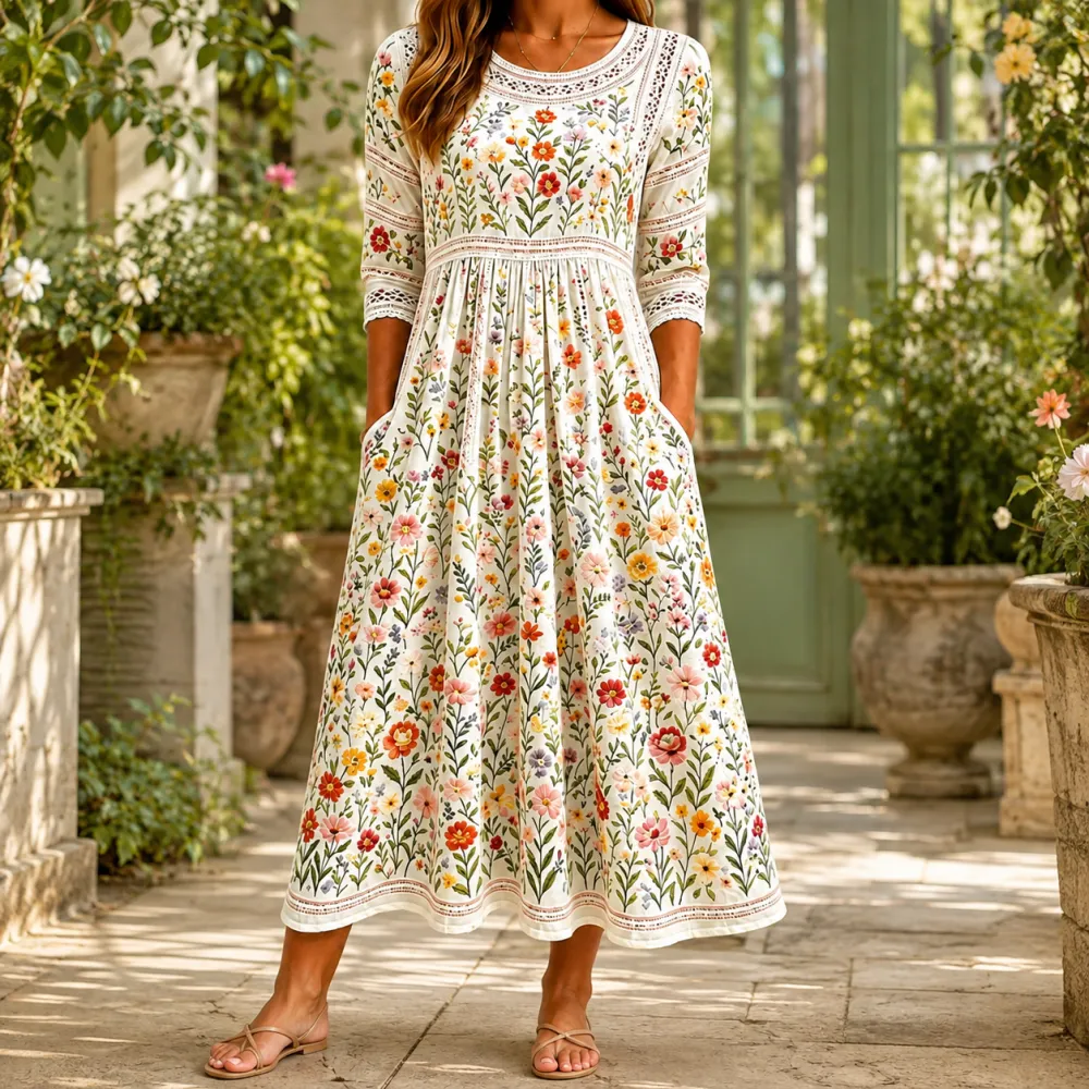 Floral Botanical Midi Dress