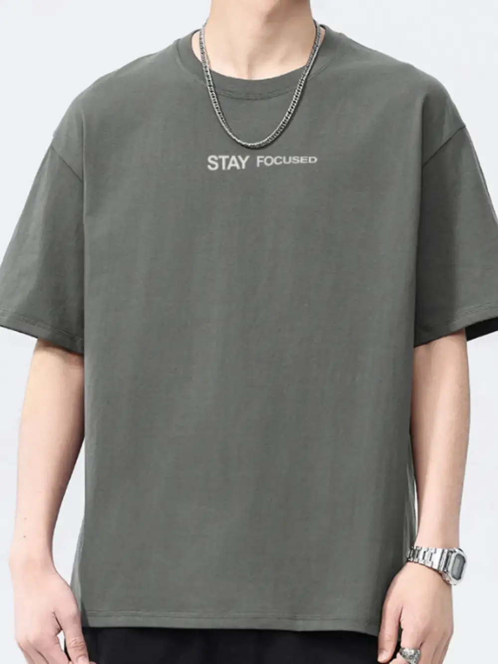 Letter Round-Neck Short-Sleeve T-Shirt
