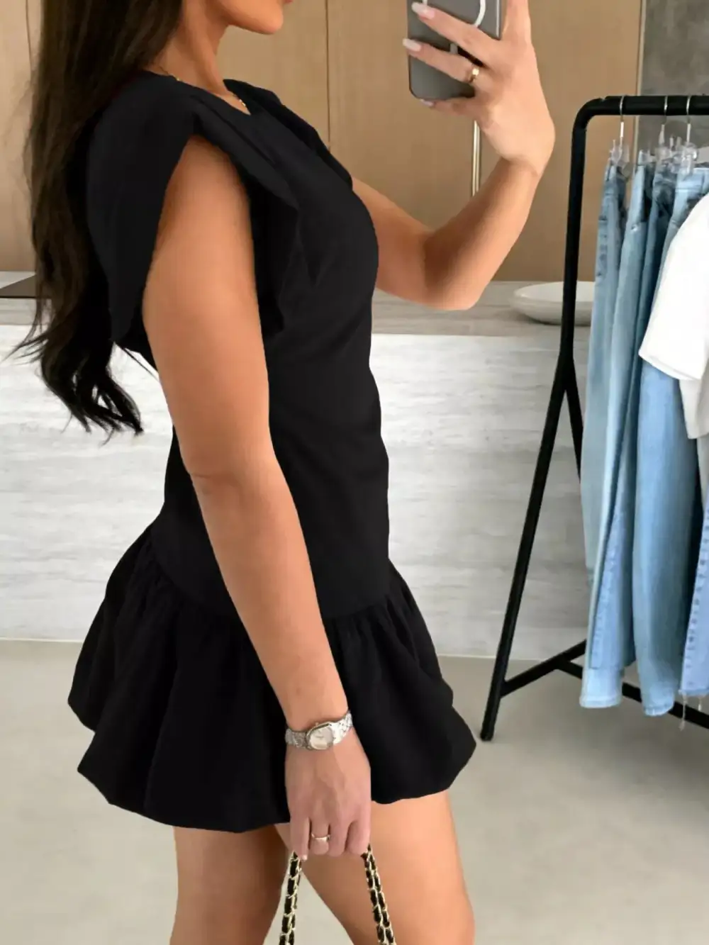 Layered Detail Ruffle Mini Dress