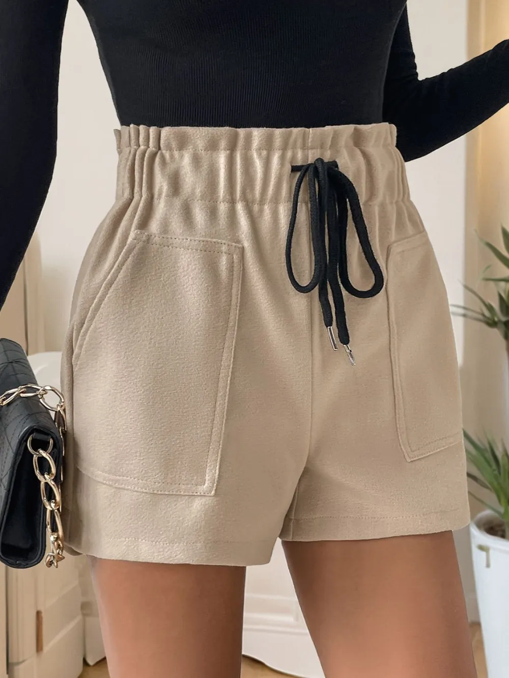 Frill Drawstring Pocket Shorts