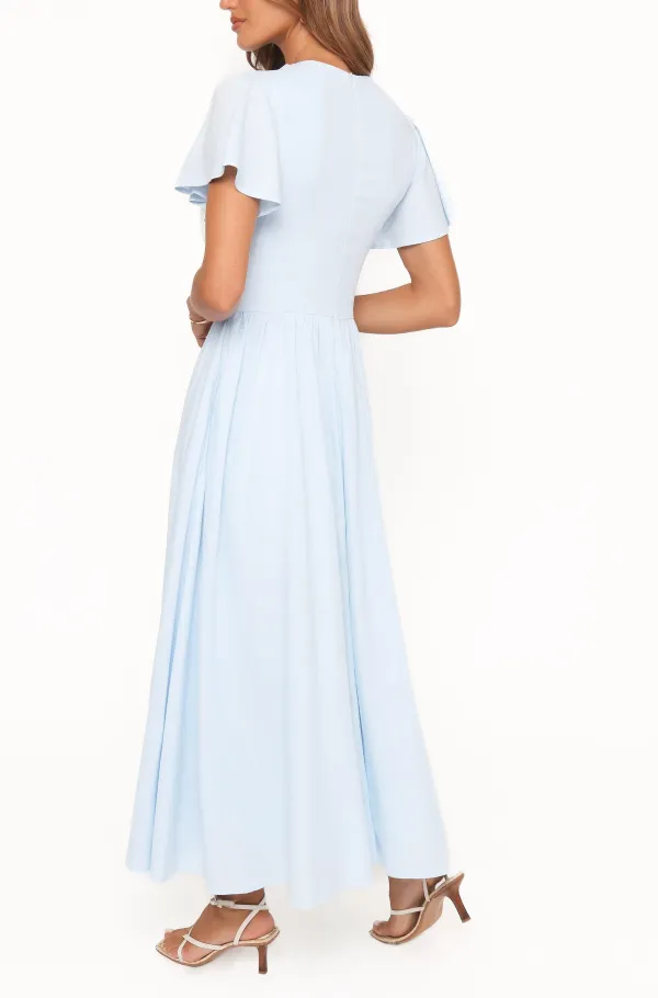 Short Sleeve High Neck Midi Dress
