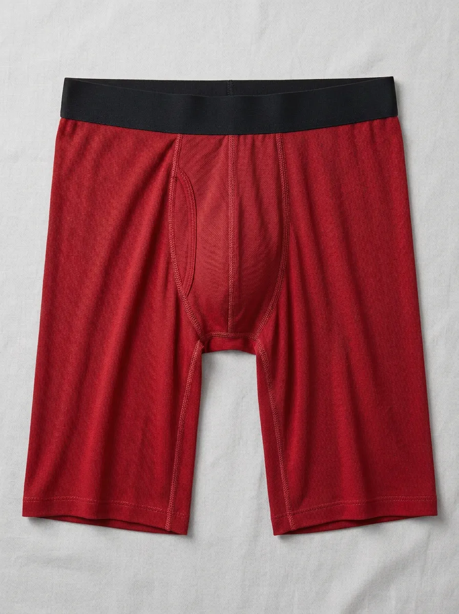 Men's Solid Charcoal Ribbed Knit Boxer Briefs