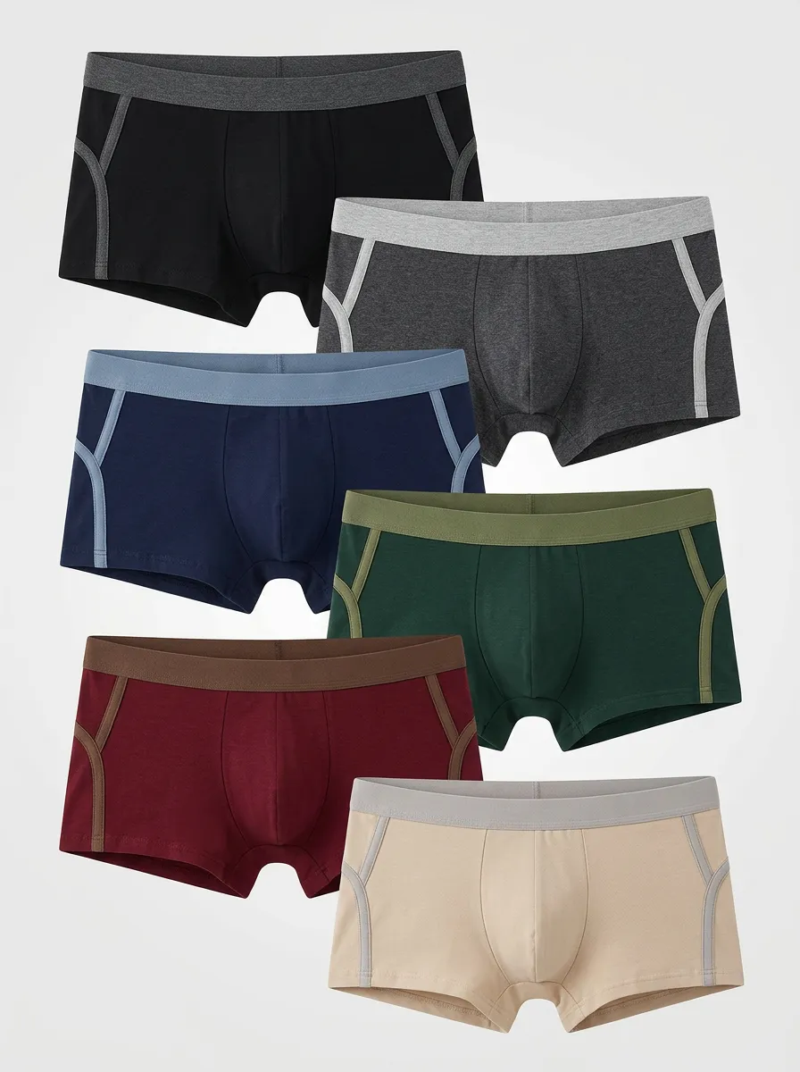 Men's Contrast-Piping Short-Leg Trunk Brief Set