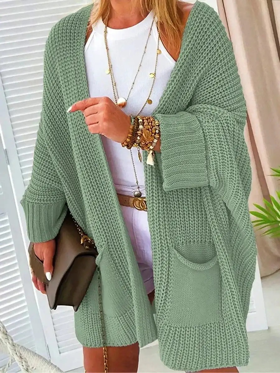 Oversized Hooded Midi-Knit Coat