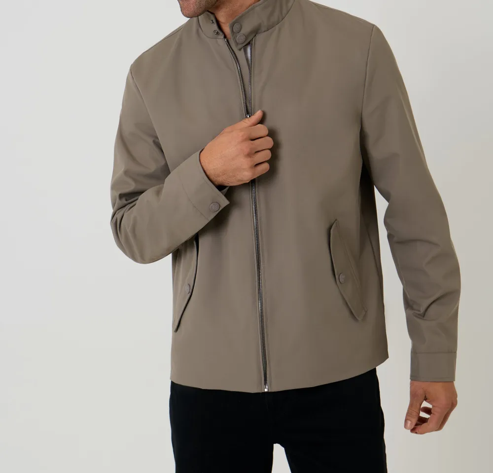 Men's Taupe Water-Resistant Harrington Jacket