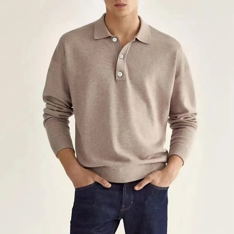 Knit Long Sleeve Polo Shirt
