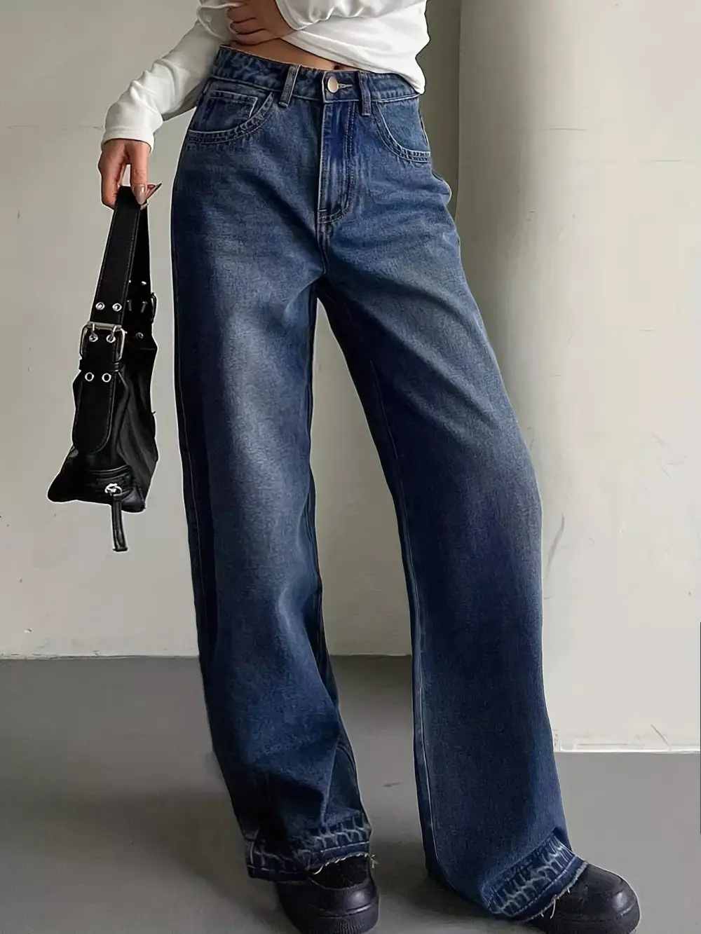 Wide Leg Vintage Wash Jeans