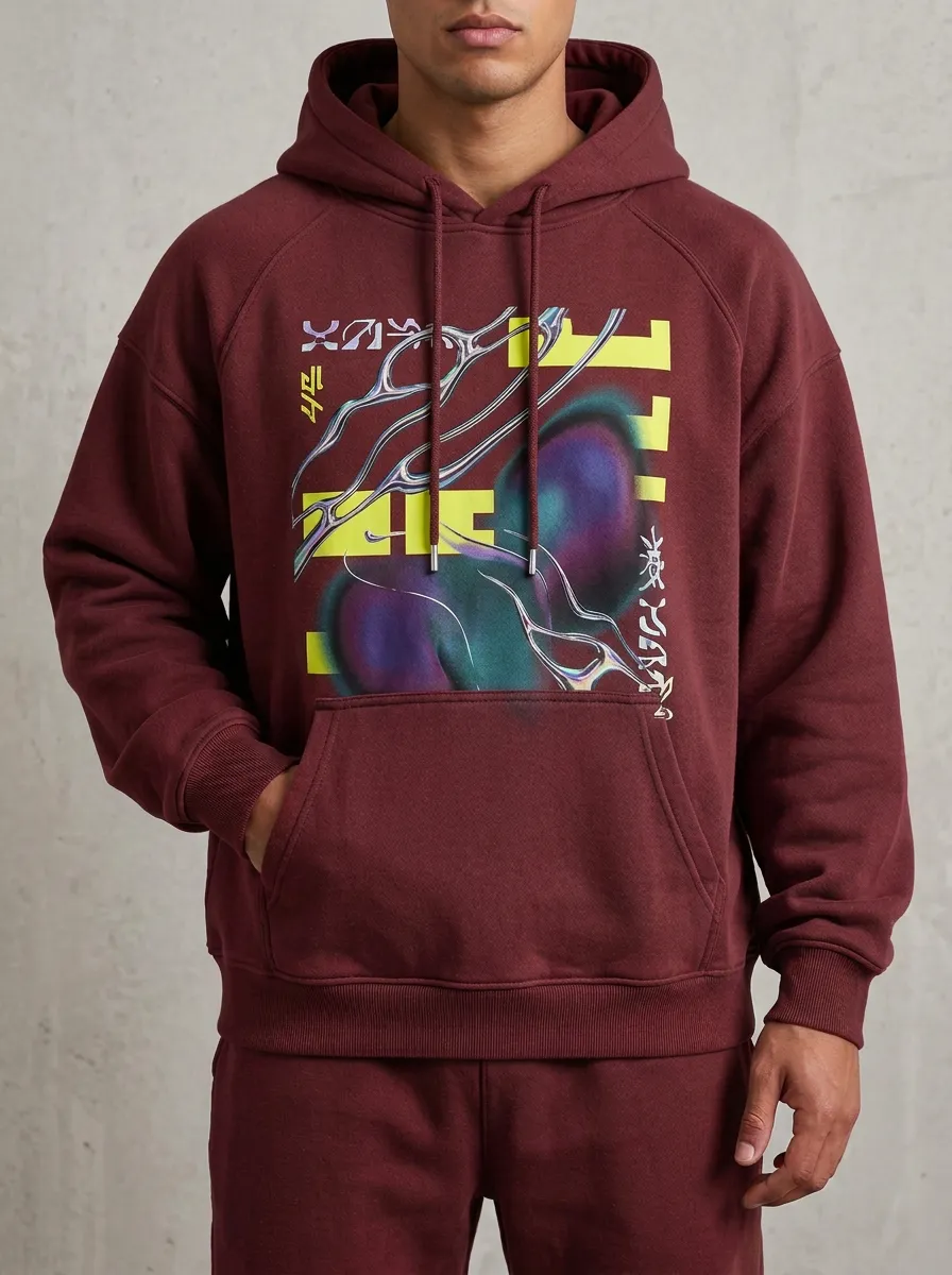 Unisex Cyberpunk Liquid Metal Graphic Hoodie