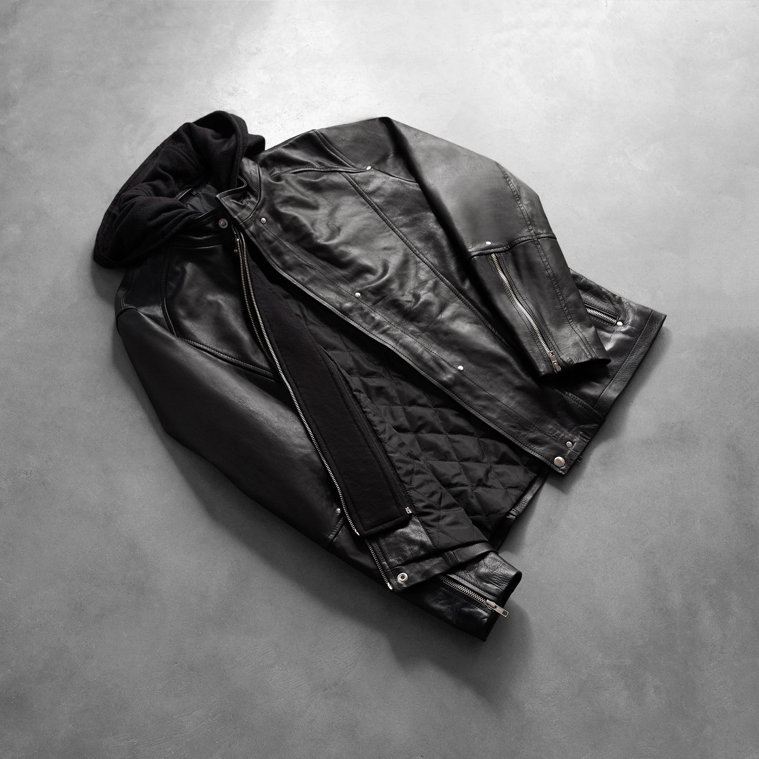 Men's Hooded Leather Jacket