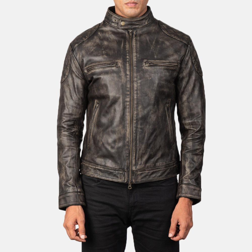 Men's Classic Leather Distressed Jacket