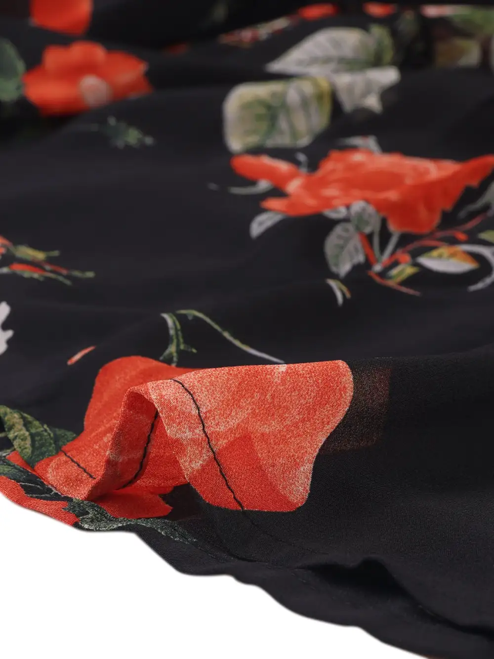 Chiffon Floral-Print Long Tiered Ruffle Boho Midi Skirt