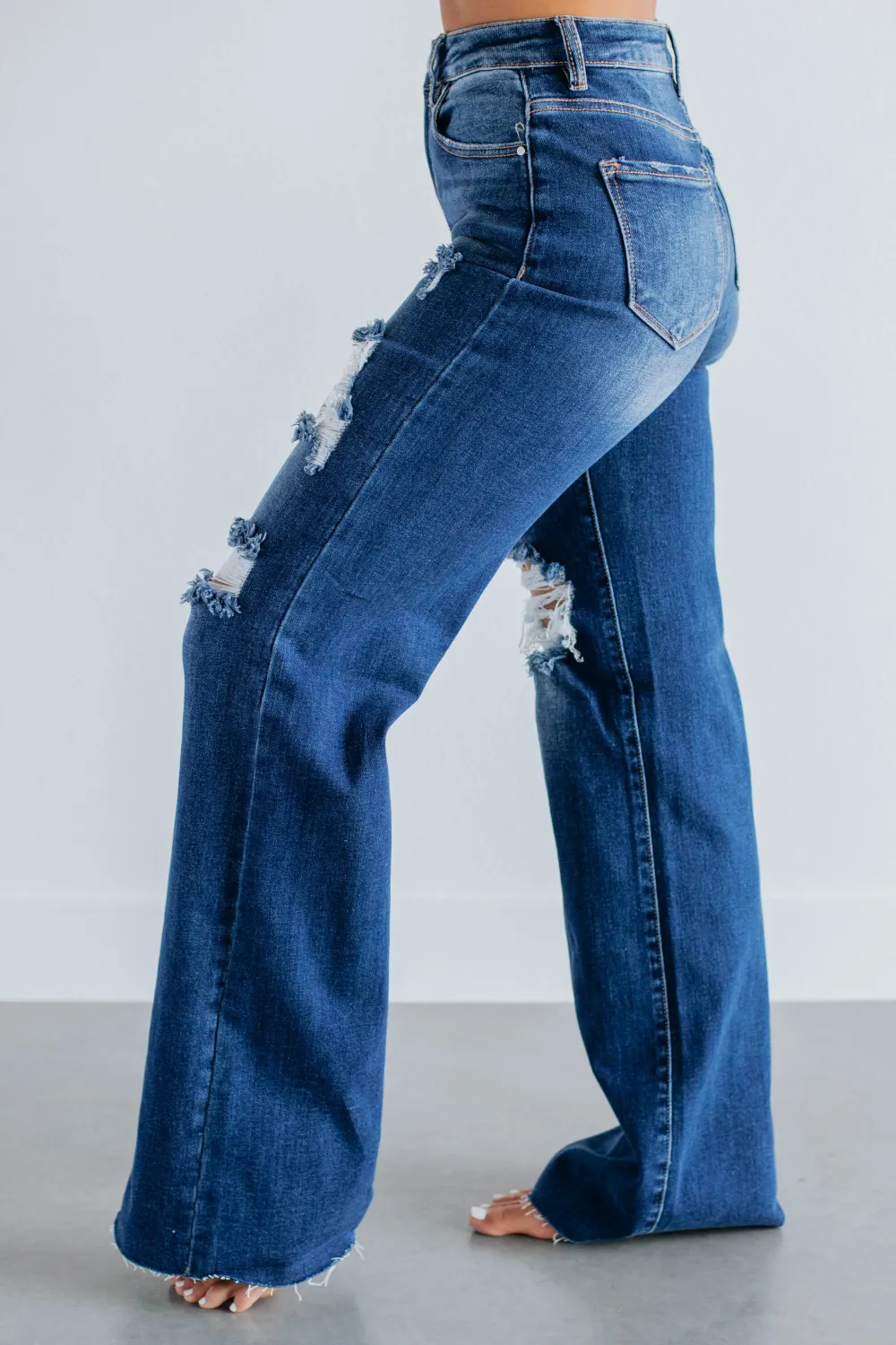 Women's High Rise Wide Leg Stretch Denim Jeans