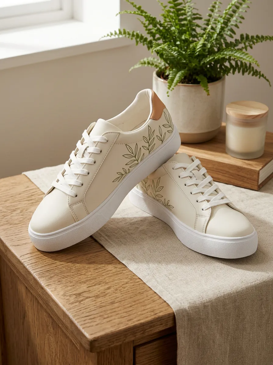 Women's Botanical Leaf Minimalist Printed Sneakers
