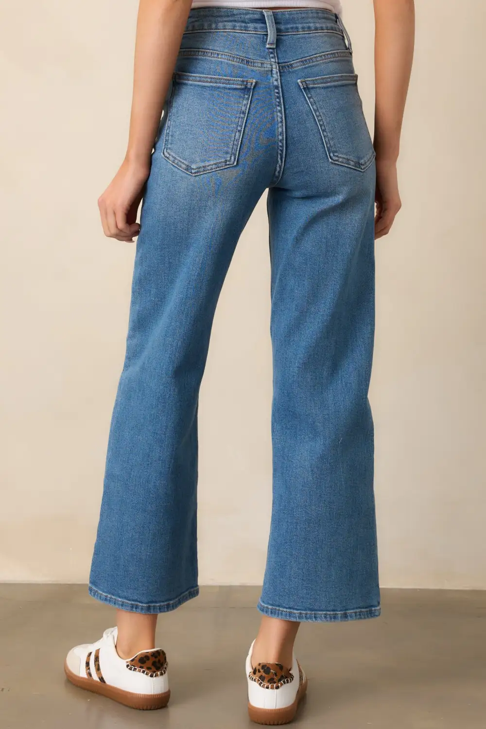 The Clouds Medium Wash Cropped Wide Leg Jeans