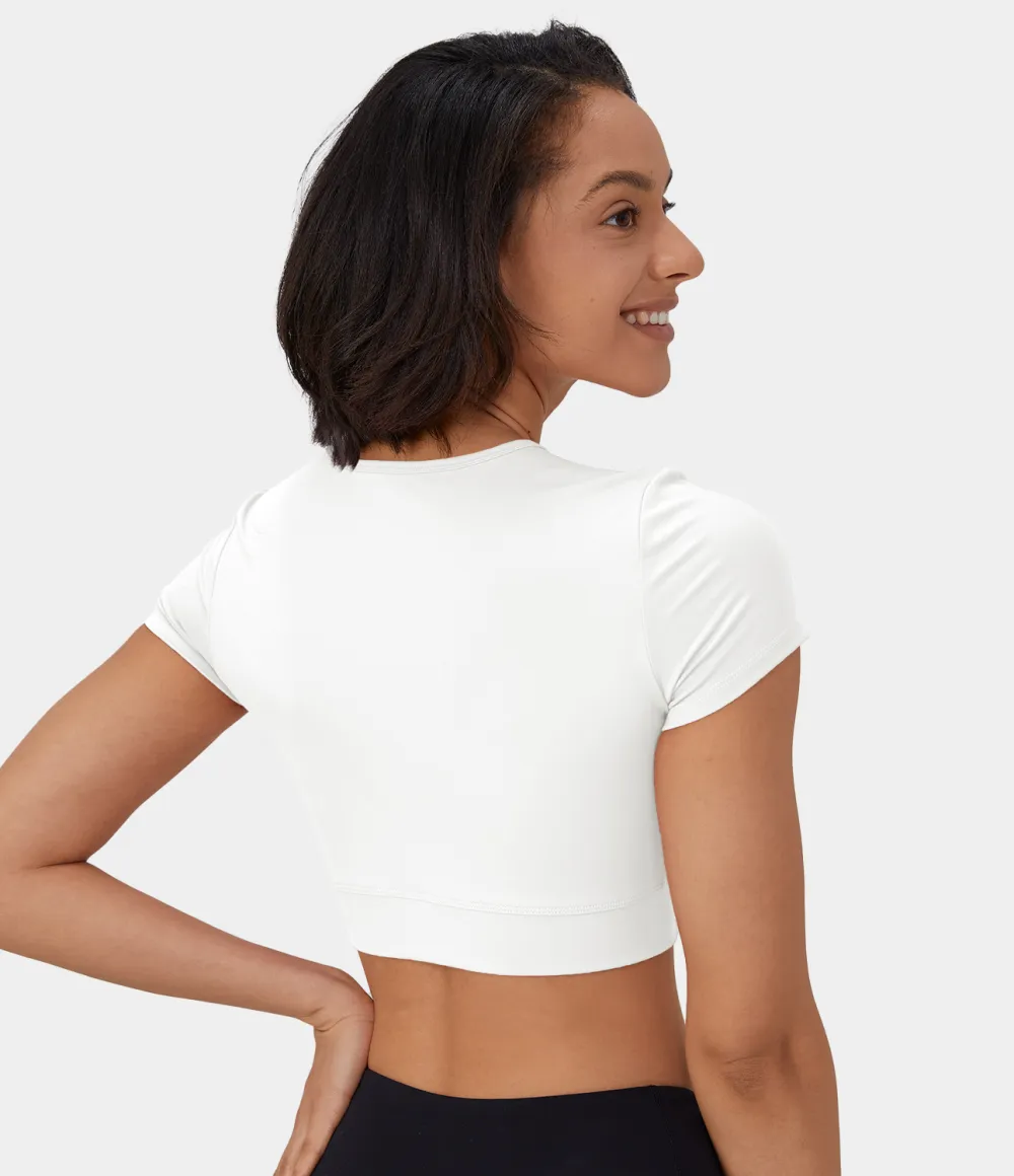 Softlyzero Plush Crossover Hem Cropped Sports Top