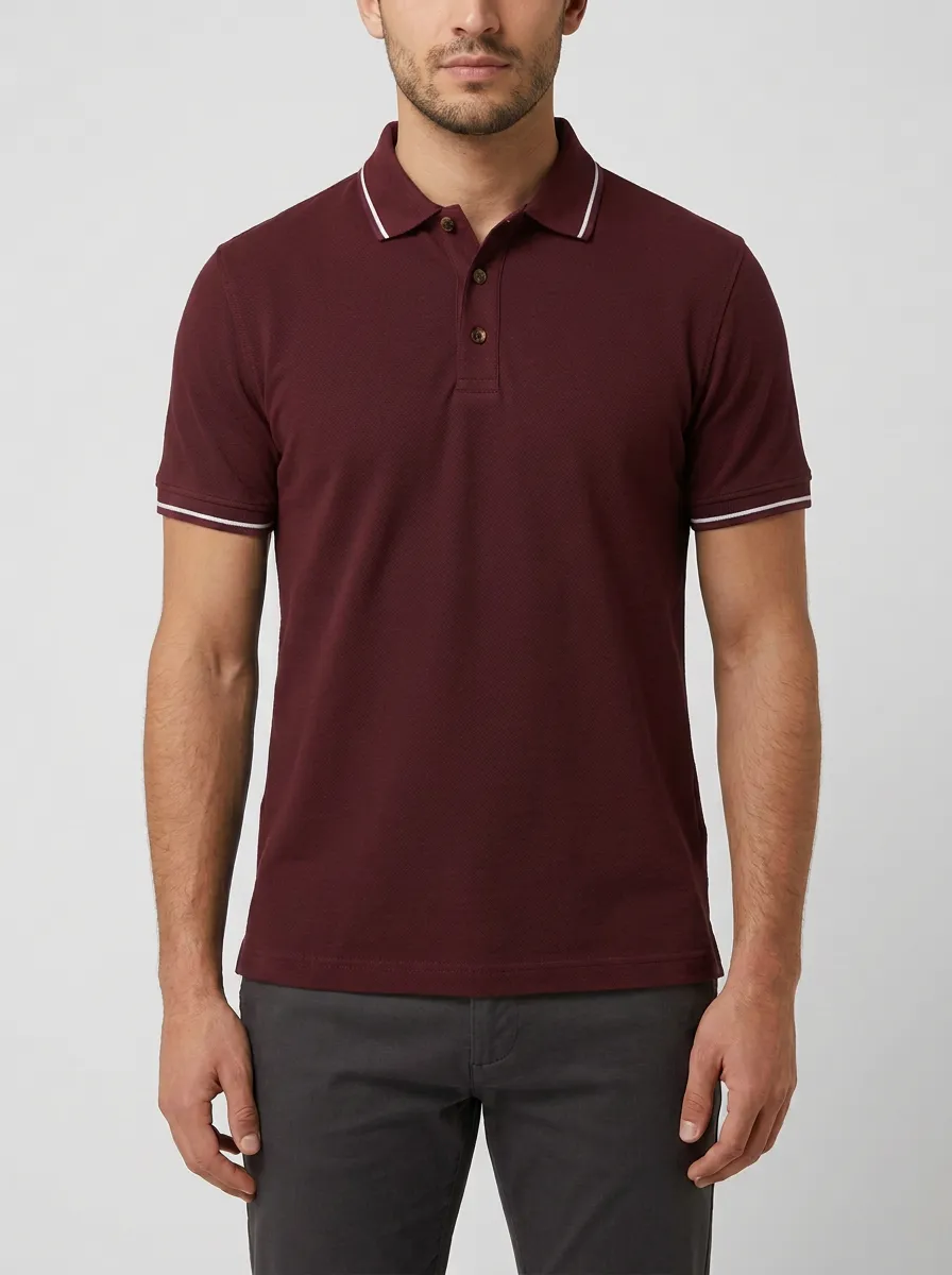 Men's Versatile Everyday Contrast Trim Polo Shirt