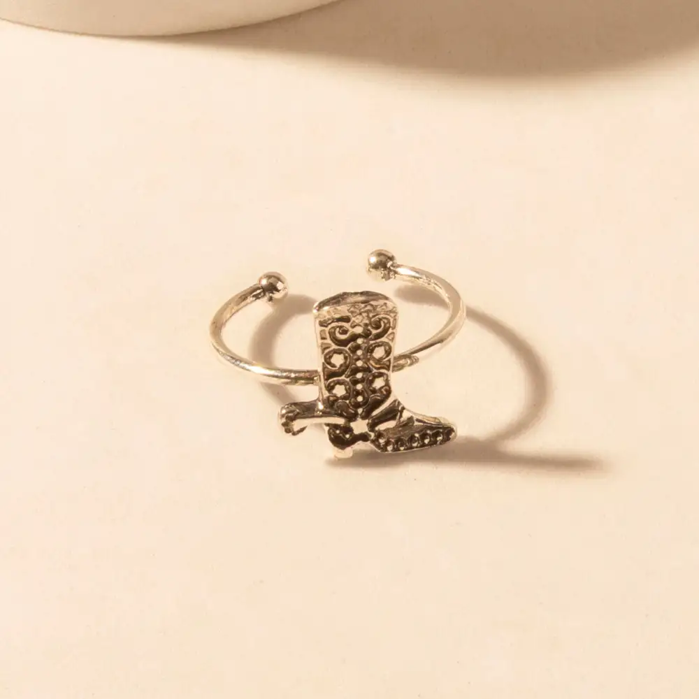 Women's Engraved Boot Adjustable Ring