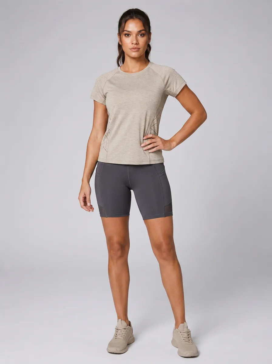 Women's Fitness Yoga Mesh Detail Printed Workout Set
