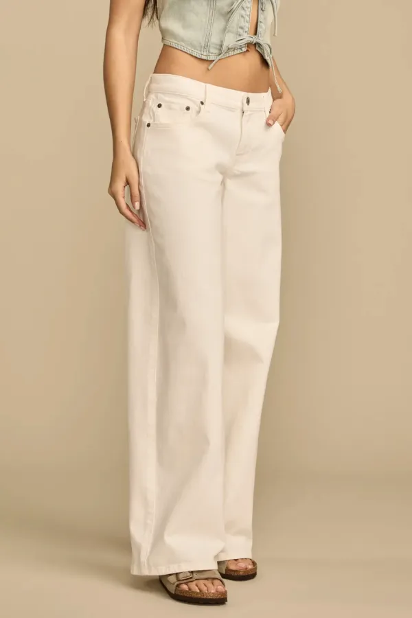 White Wash Mid Rise Sweet Wide Leg