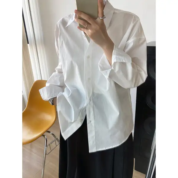 Simple Loose Fit Long Sleeve Shirt