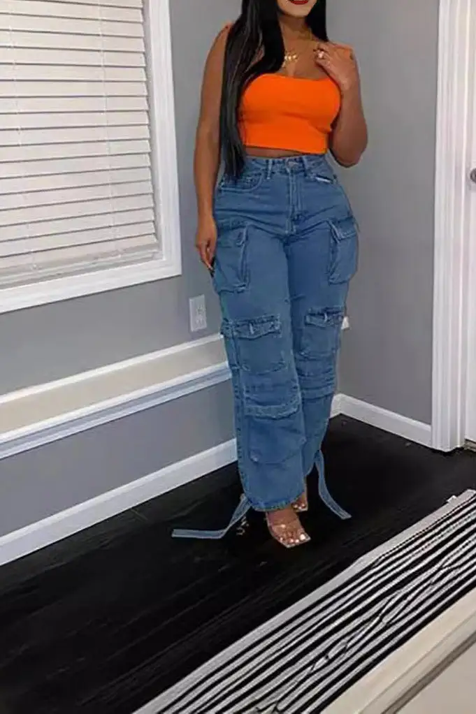 Multi-Pocket Denim Pants