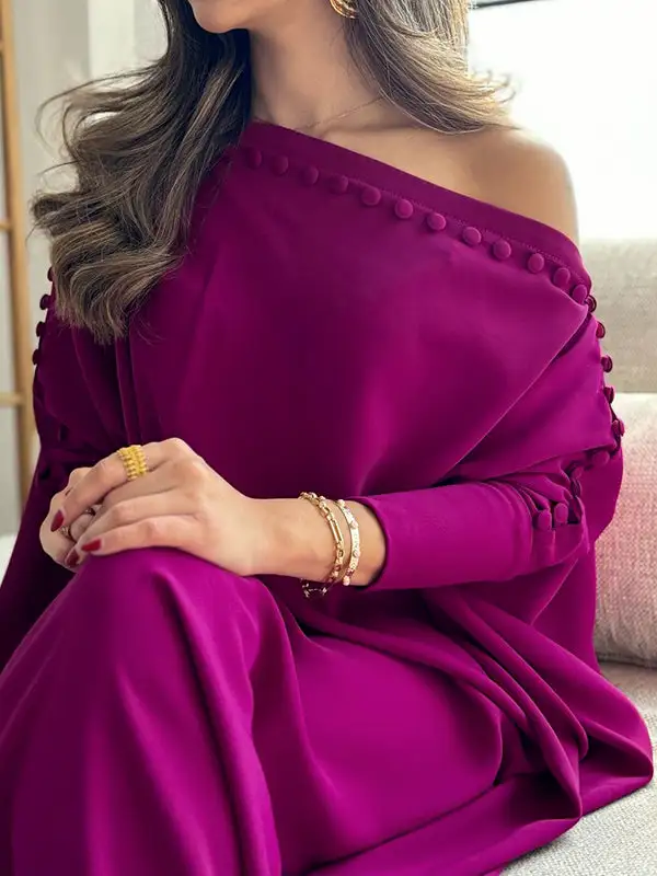 Loose Color Buttoned Maxi Dress
