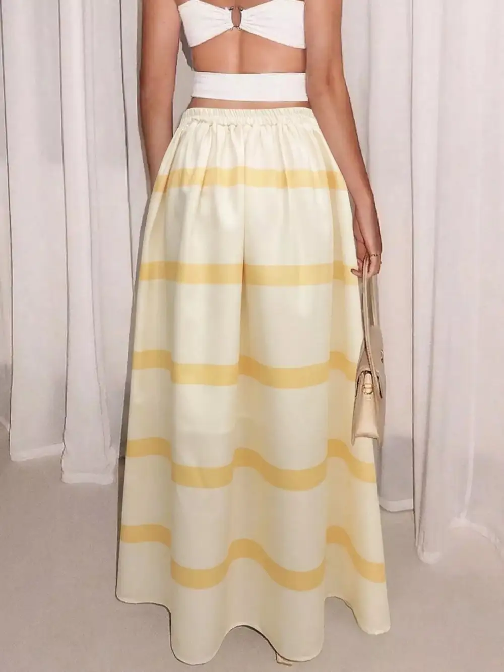 Fine Printed Pocket Detail Skirt