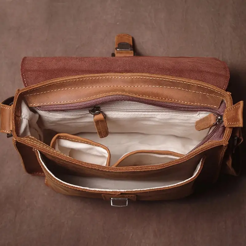 Vintage Genuine Leather Satchel Bag – Unisex Structured Work & Travel Bag