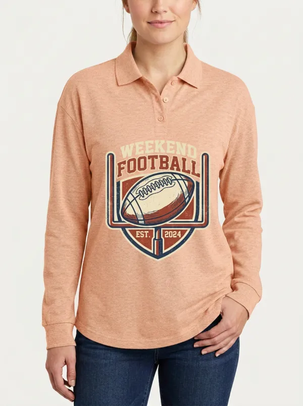 Athletic Football Themed Casual Polo Shirt