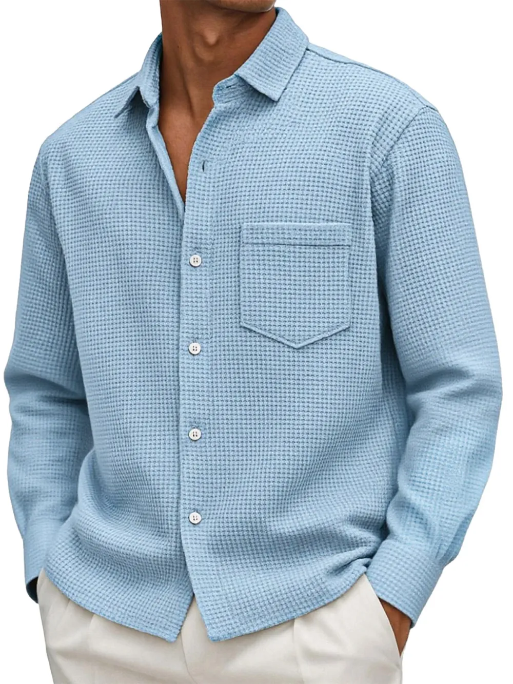 Roomy Textured Knit Pocket Shirt