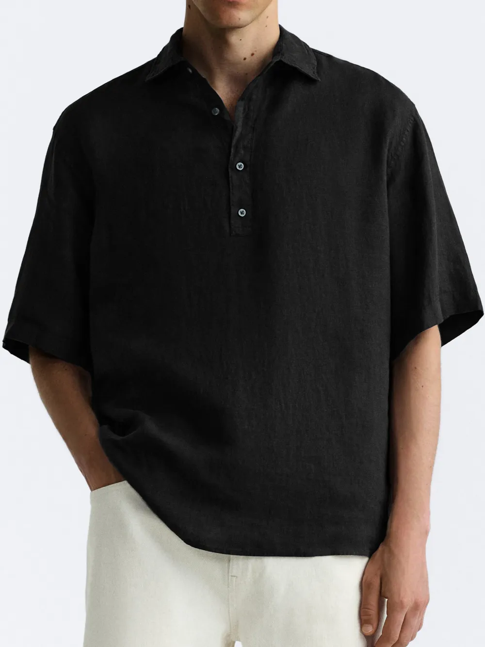 Relaxed Short Sleeve Button Front Shirt