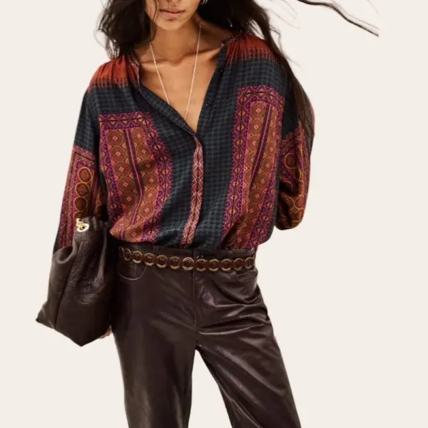 Long-Sleeve Patterned Viscose Women's Shirt