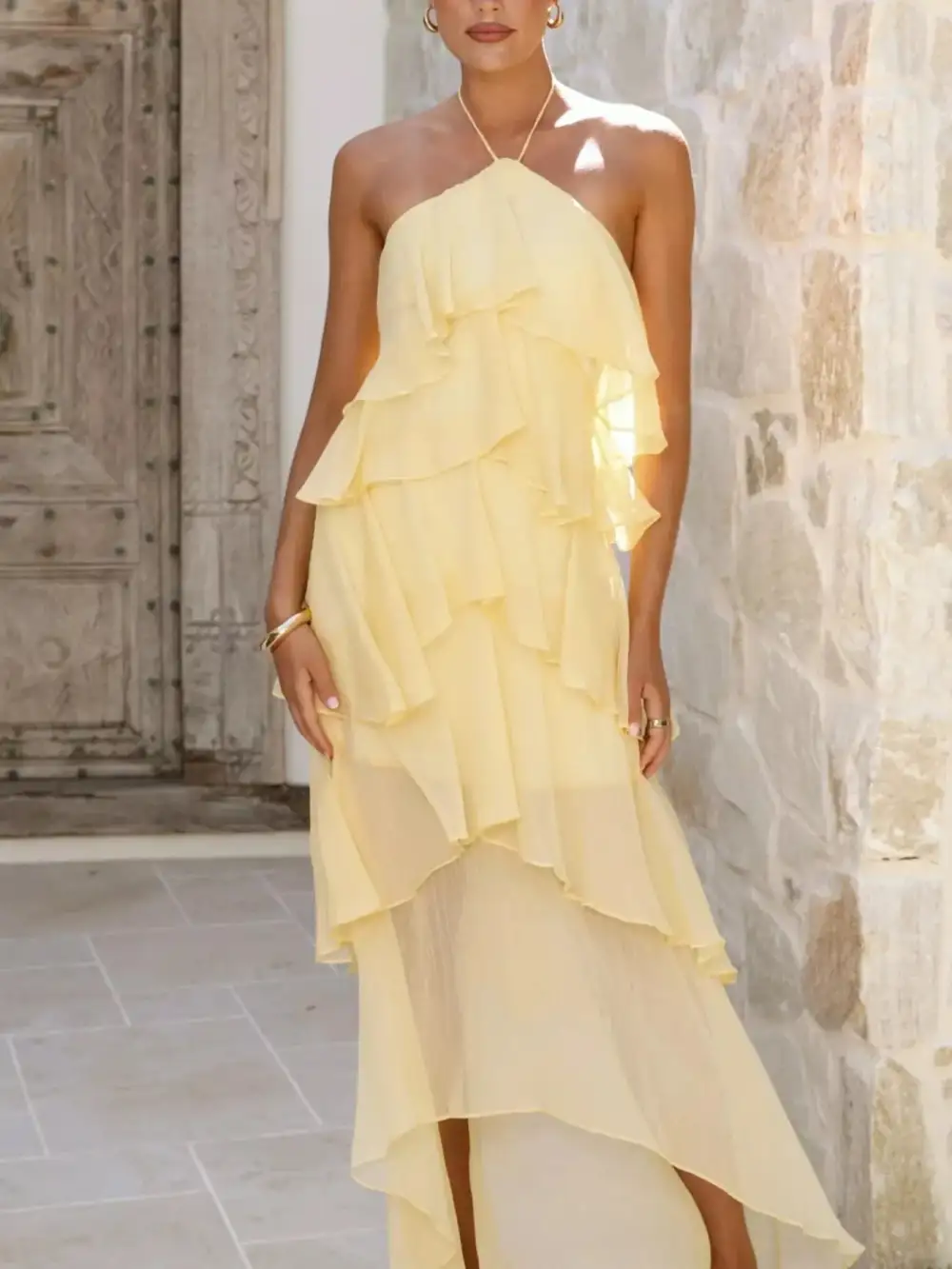 Clean Line Ruffle Dress