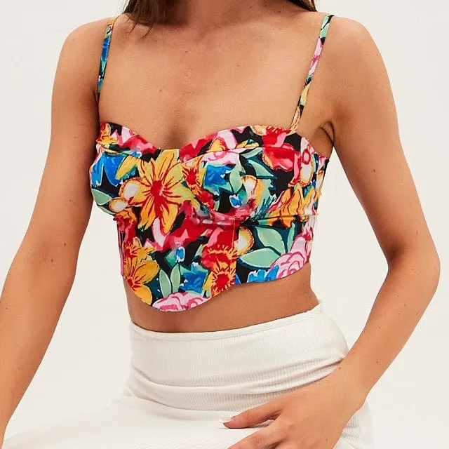 Floral Halter Corset Top