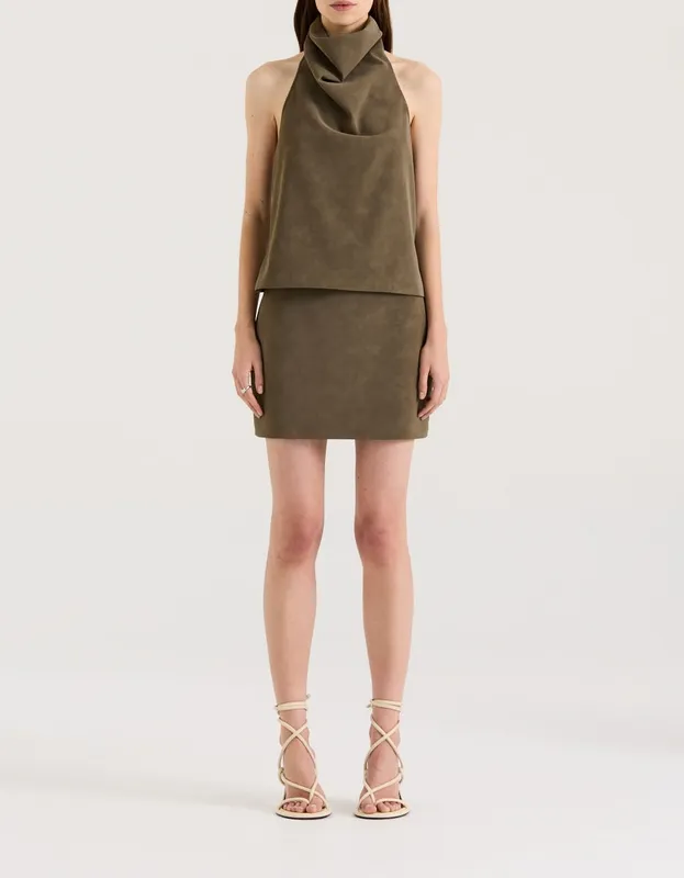 Stone Textured Low-Rise Mini Skirt
