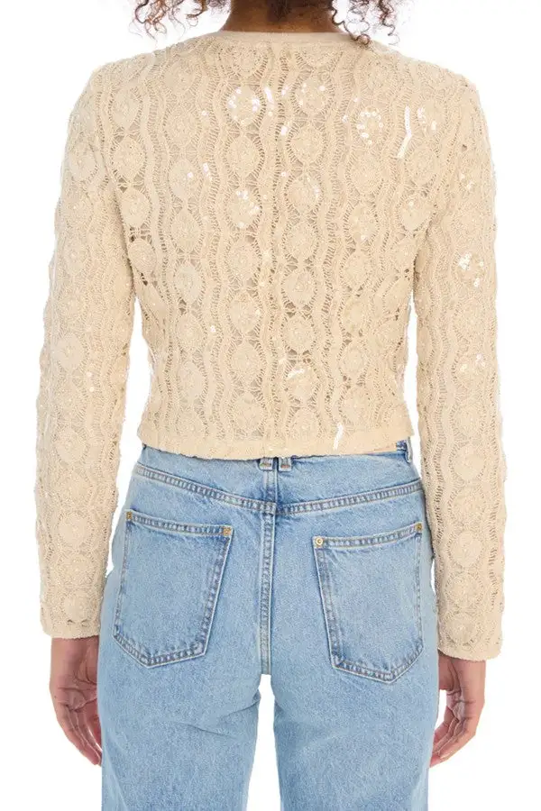 Beaded Cream Knit Cardigan