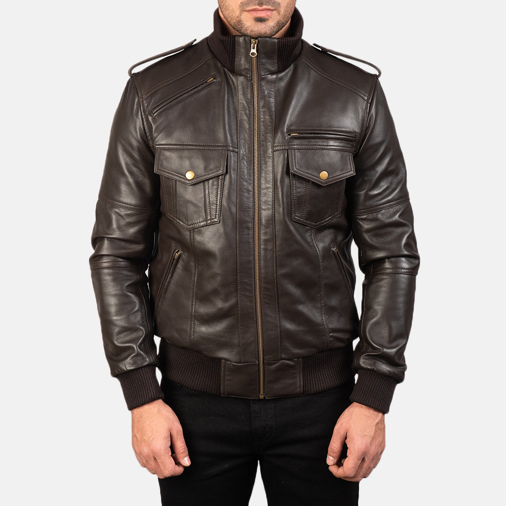 Men's Classic Minimal Bomber Leather Jacket