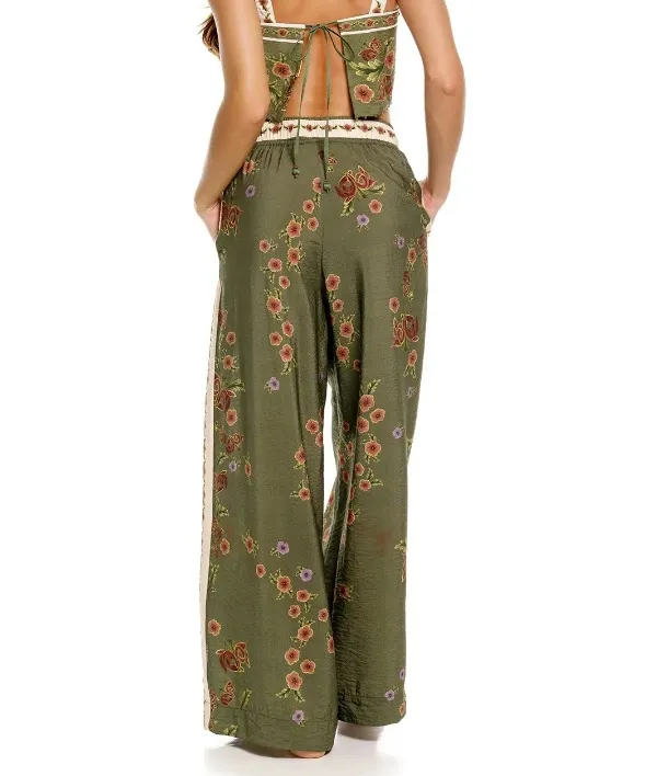 Floral Print Wide Leg Pants