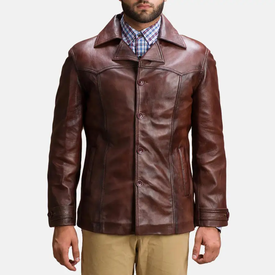 Men's Field Style Leather Jacket