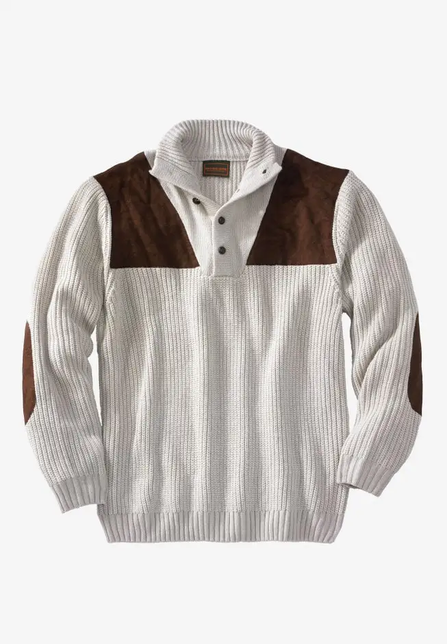 Patch Sweater with Mock Neck