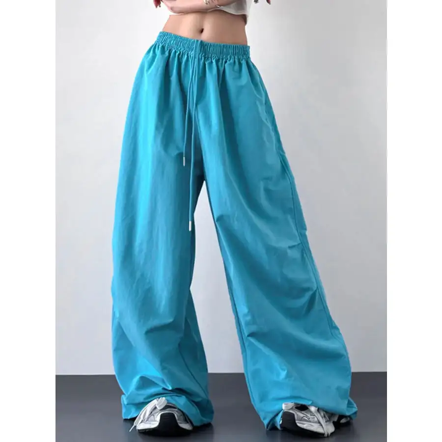 Simple Wide Leg Drawstring Pants