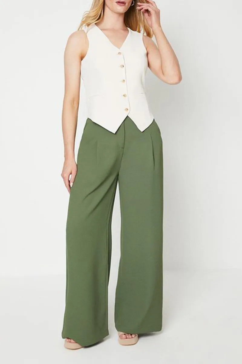 Casual Style Tailored Wide Leg Trouser