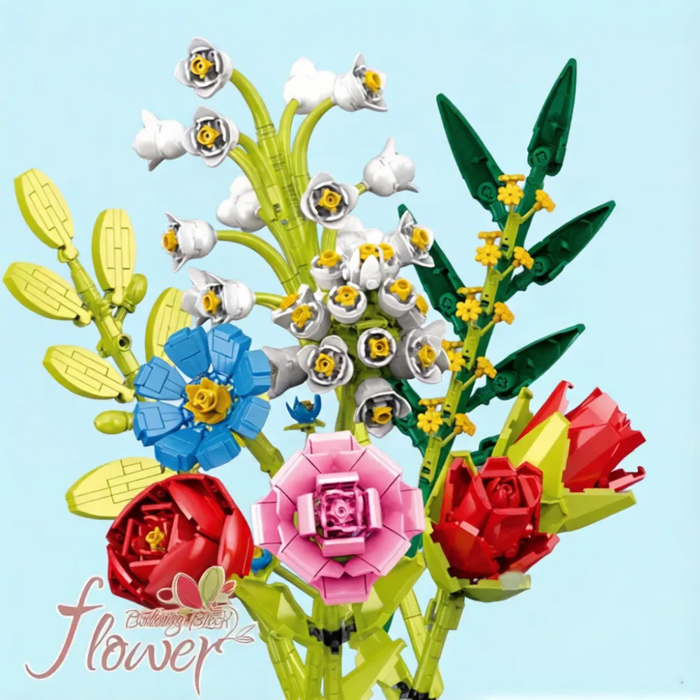 Flowers Bouquet Building Blocks Toy Set, Flower Bouquet Building Kit with Rose, Sunflower Wildflower Collection,Gifts, Home Decor -8RH7