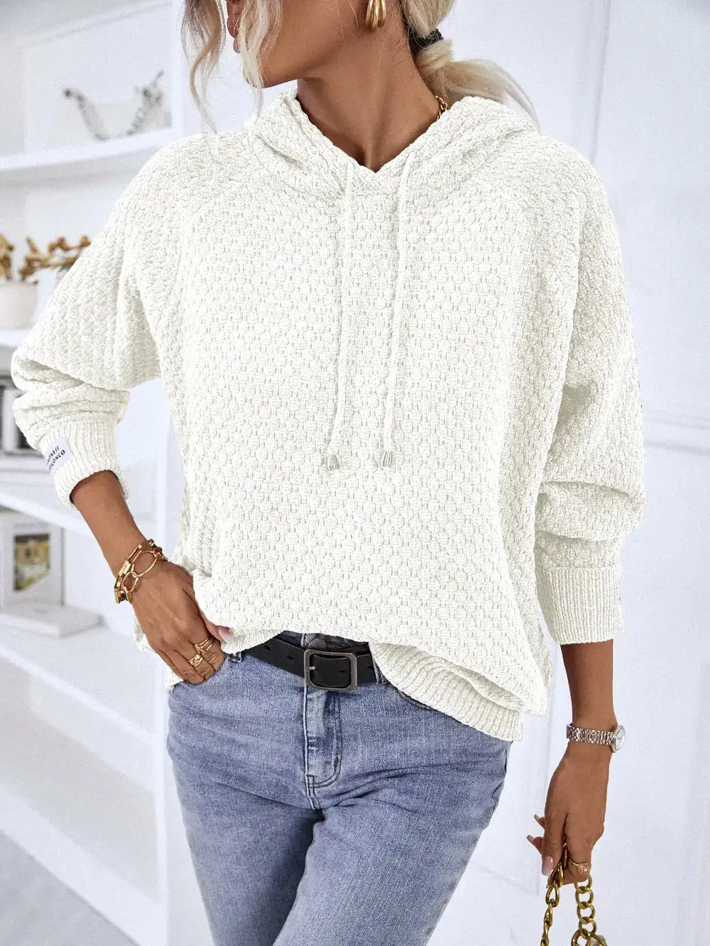 Essential Drawstring Long Sleeve Sweater