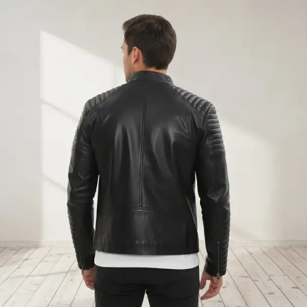 Utility Leather Biker Motorcycle Jacket