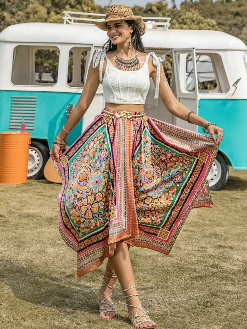 Easy Clean Printed Skirt