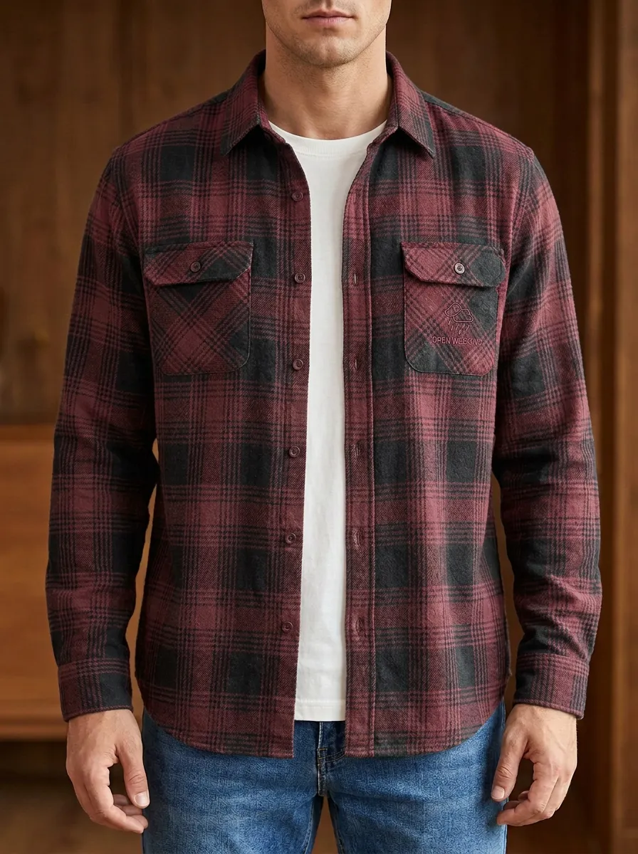 Forest Cloud Plaid Twin Pocket Shirt